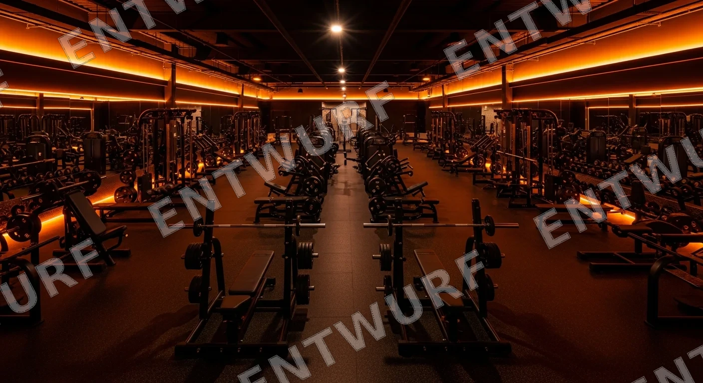 Krafttraining-Bereich im Moderncoach Gym mit Freihanteln und Geräten